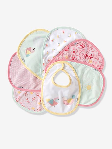 Set van 7 babyslabbetjes KERSTMOTIEVEN+Print met bloemen en vogeltjes+VEELKLEURIG - vertbaudet enfant 