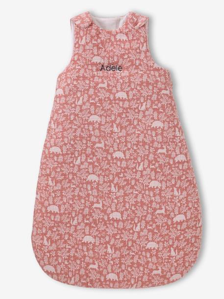 Gigoteuse sans manches en gaze de coton personnalisable DANS LES BOIS Oeko-Tex® vert sauge+vieux rose - vertbaudet enfant 