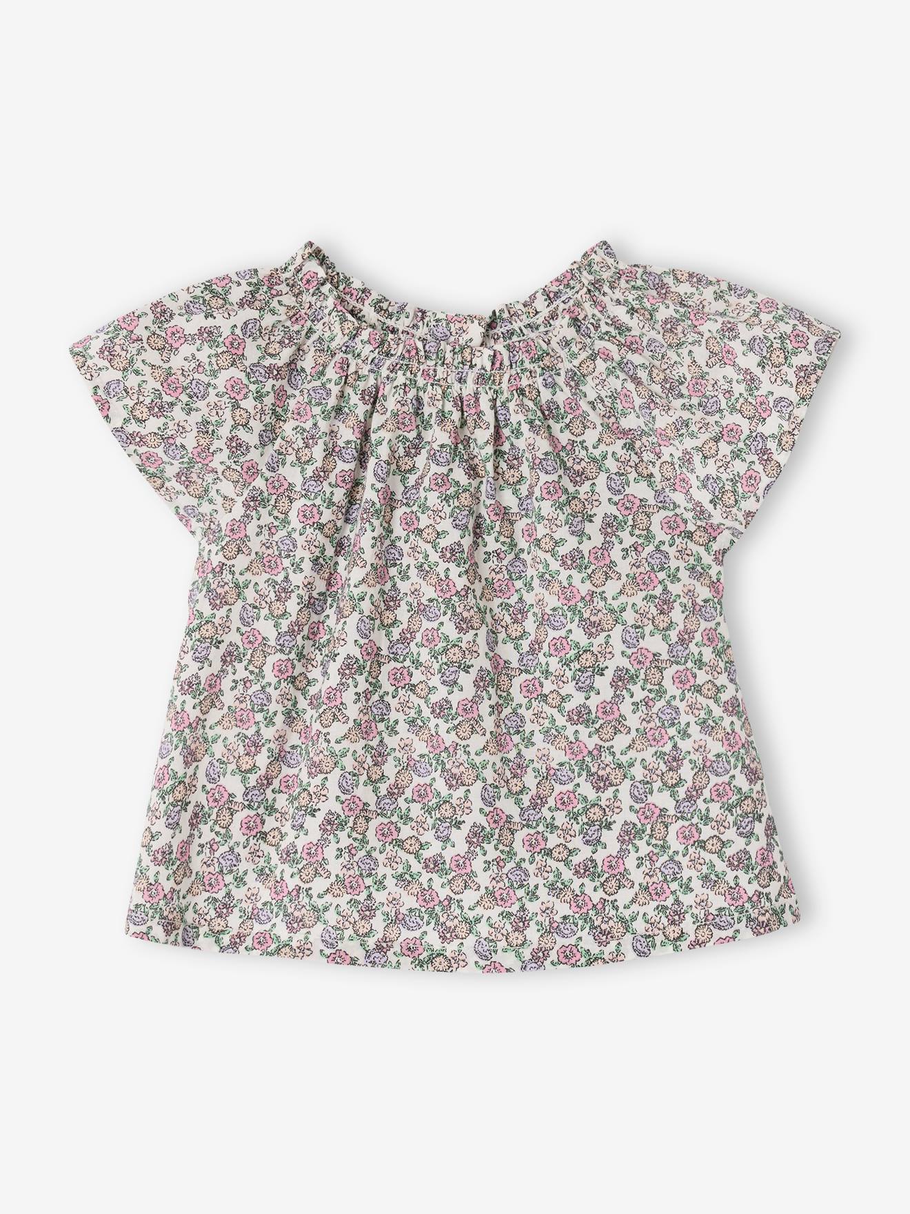 Vertbaudet Blouse Voor Pasgeborene Met Bloemenprint Ecru