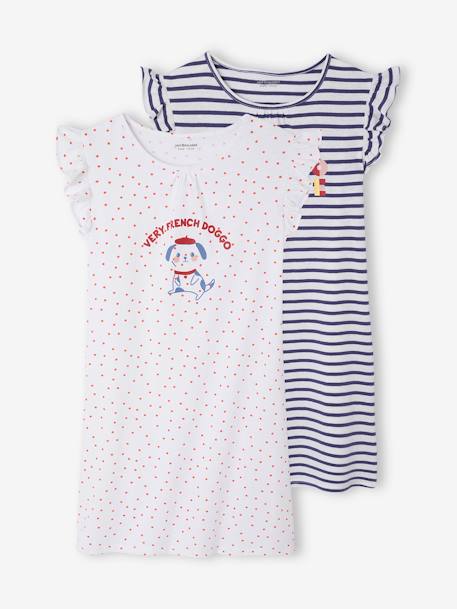 Fille-Pyjama, surpyjama-Lot de 2 chemise de nuit fille