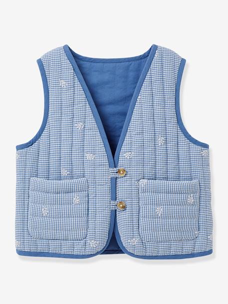 Fille-Veste matelassée sans manches fille vichy brodé