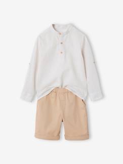 Garçon-Ensemble-Ensemble céremonie chemise col Mao et short garçon