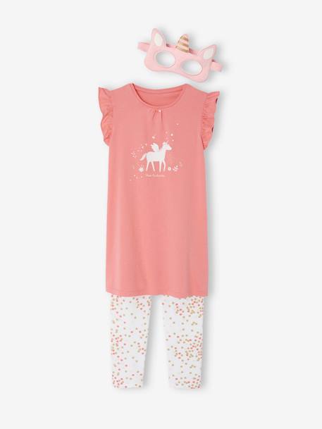 Fille-Pyjama, surpyjama-Ensemble nuit magique : Chemise de nuit + legging + masque + pochon