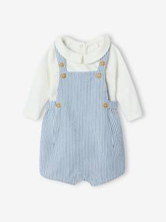 Geboorteset romper + korte gestreepte tuinbroek  - vertbaudet enfant