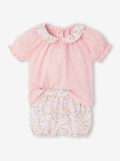Bébé-Ensemble-Ensemble short et T-shirt naissance fleuri