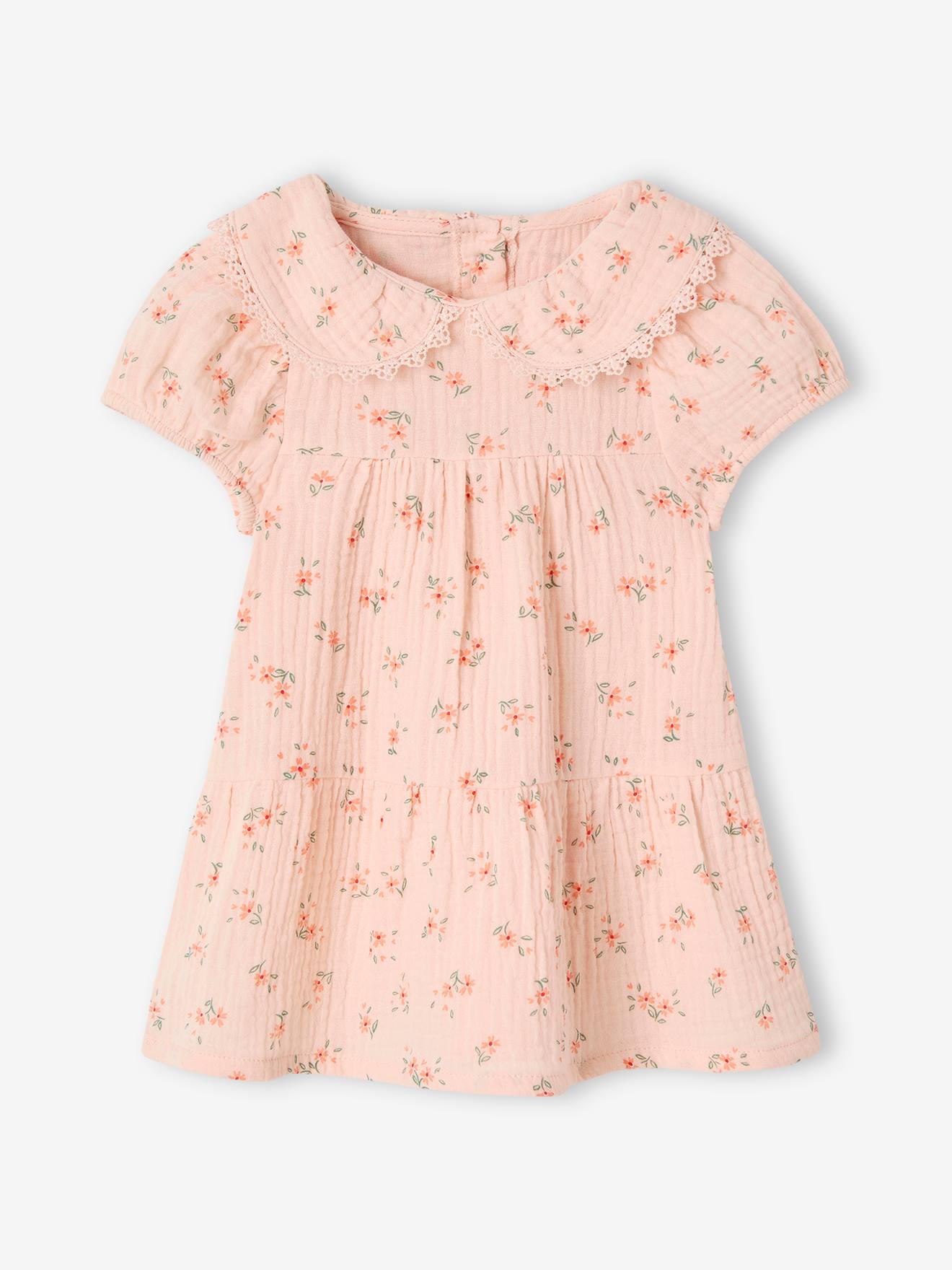 Vertbaudet Jurk Met Claudinekraag Voor Babymeisjes Lichtroze