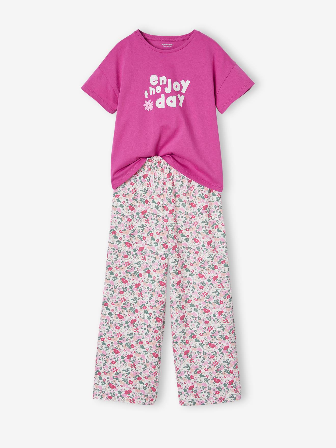 Vertbaudet Meisjesset T-shirt + Broek Met Wijde Pijpen Paars