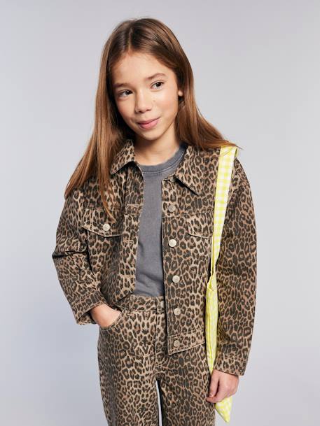 Fille-Veste fille oversize motif léopard 