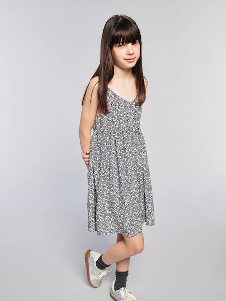 Fille-Robe courte à bretelles motifs fleurs JONEN