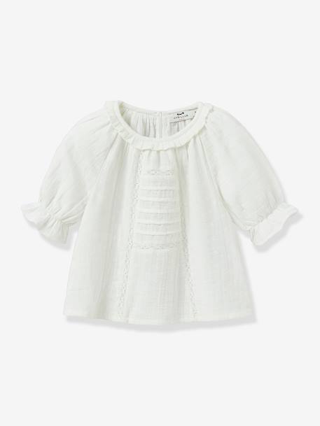 Fille-Blouse broderie anglaise en gaze de coton