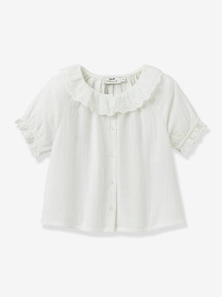 Fille-Blouse fille broderie anglaise en gaze de coton