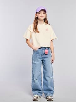 Jean large effet usé fille  - vertbaudet enfant
