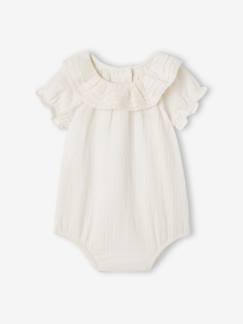 Romper voor pasgeborene met kraag met ruches  - vertbaudet enfant