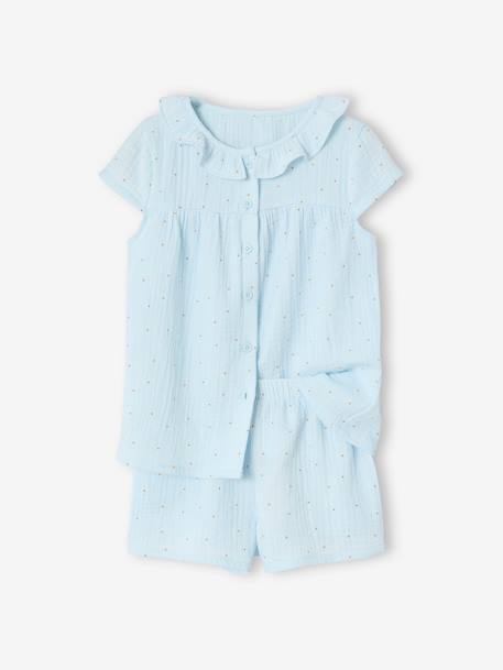 Fille-Pyjama, surpyjama-Pyjashort fille en gaze de coton