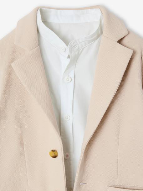 Ensemble céremonie chemise col Mao, veste et pantalon garçon beige+bleu ciel+vert d'eau - vertbaudet enfant 