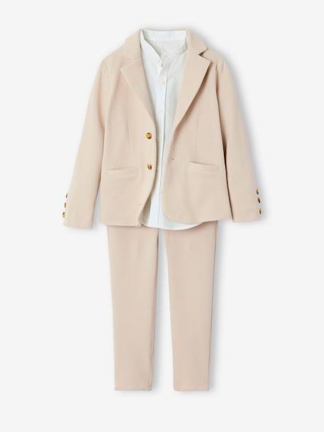 Ensemble céremonie chemise col Mao, veste et pantalon garçon beige+bleu ciel+vert d'eau - vertbaudet enfant 
