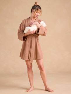 Vêtements de grossesse-Pyjama, homewear-kit robe de chambre en gaze de coton bio + chouchou ENVIE DE FRAISE