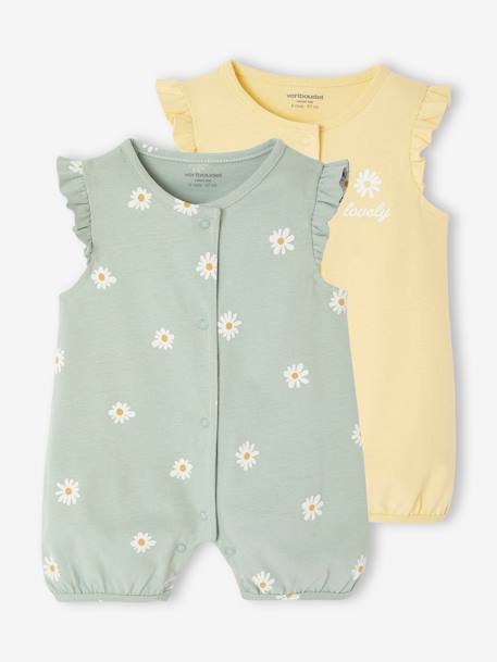 Bébé-Lot de 2 combishorts de nuit bébé fleuris