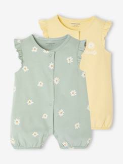 Baby-Pyjama,  overpyjama-Set van 2 gebloemde combishort pyjama's voor baby's