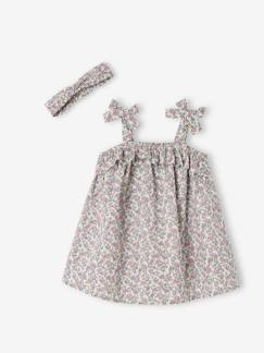 -Ensemble naissance robe et bandeau imprimés