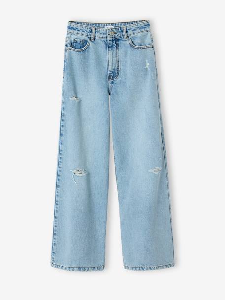 Fille-Pantalon-Jean large effet usé fille JONEN
