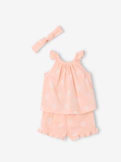 Bébé-Ensemble-Ensemble imprimé débardeur + short + bandeau bébé fille