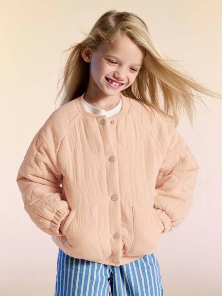 Fille-Manteau, veste-Blouson matelassé style bomber en gaze de coton fille