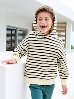 Garçon-Pull, gilet, sweat-Sweat à capuche rayé garçon