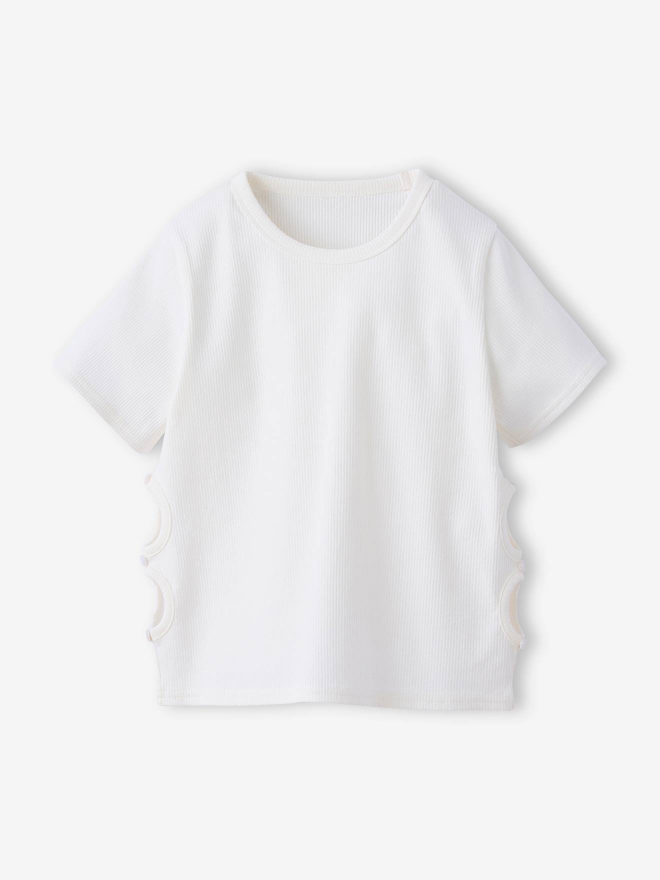T-shirt Voor Meisjes Met Ajourdetails Aan De Zijkanten Jonen Ecru