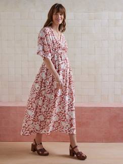Vêtements de grossesse-Allaitement-Robe longue cache-coeur grossesse et allaitement