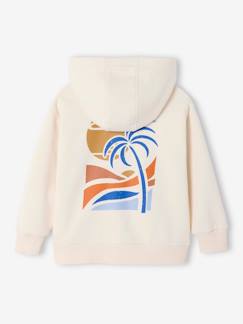 Garçon-Pull, gilet, sweat-Sweat zippé à capuche grand motif dos garçon