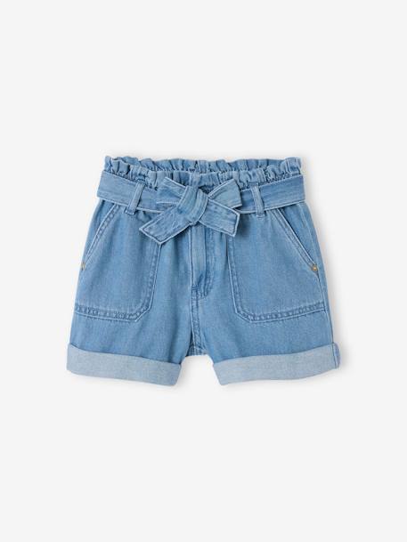 Fille-Short-Short paperbag en denim léger fille