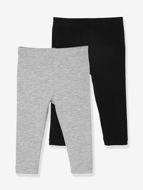 Lot De 2 Leggings Longs Bebe Fille Oeko Tex Lot Noir Bebe