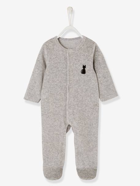 Pyjama Bebe Velours Dos Fantaisie Oeko Tex Gris Chine Bebe