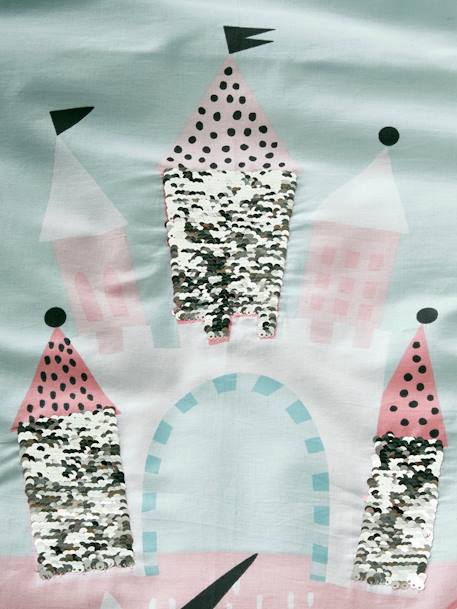 Parure housse de couette+ taie d'oreiller fille LICORNES MAGIQUES BLEU CLAIR - vertbaudet enfant 