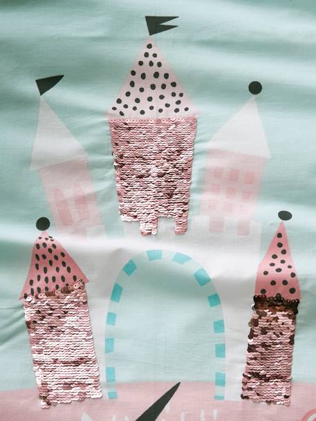 Dekbedovertrek + kussensloop voor meisjes MAGISCHE EENHOORNS LICHTBLAUW - vertbaudet enfant 