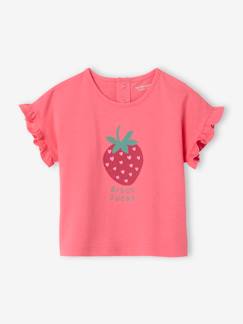 Baby-T-shirt, coltrui-Babyshirt met ruches aan de mouwen en fruitmotief 