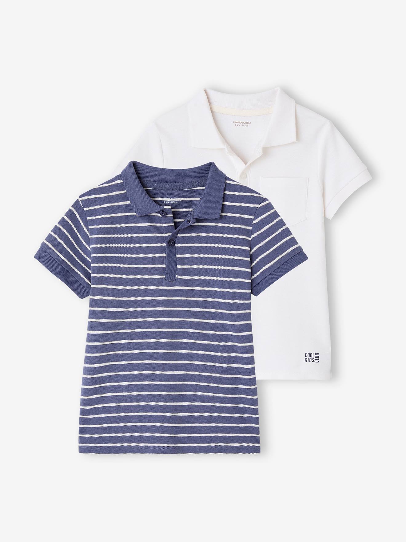 Vertbaudet Set Van 2 Jongens Polo's Van Piquée Tricot Wit