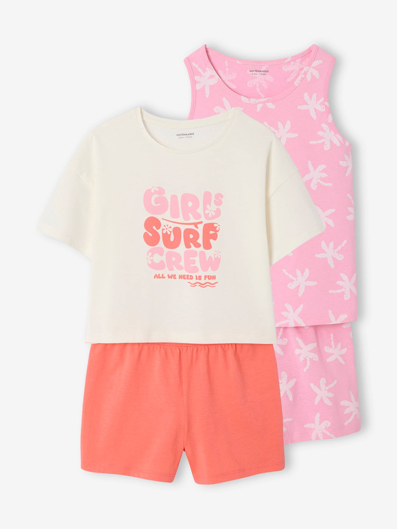 Vertbaudet Set Van 2 Surf Pyjamabroeken Voor Meisjes Rozen