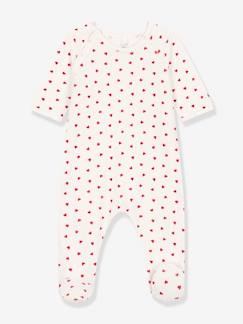 Baby-Pyjama,  overpyjama-Babysweater van velours met hartjes PETIT BATEAU