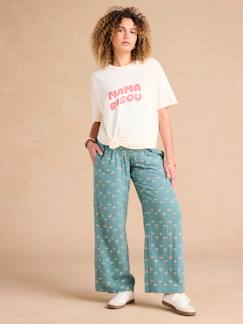 Vêtements de grossesse-Pantalon-Pantalon large de grossesse en gaze coton imprimé ENVIE DE FRAISE avec bandeau
