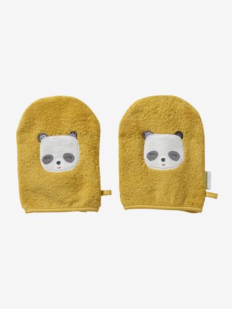 Lot De 2 Gants De Toilette Oeko Tex Jaune Curry Linge De Maison Et Decoration