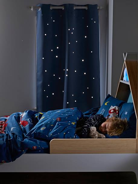 Rideau assombrissant étoiles BLEU+GRIS+ROSE - vertbaudet enfant 