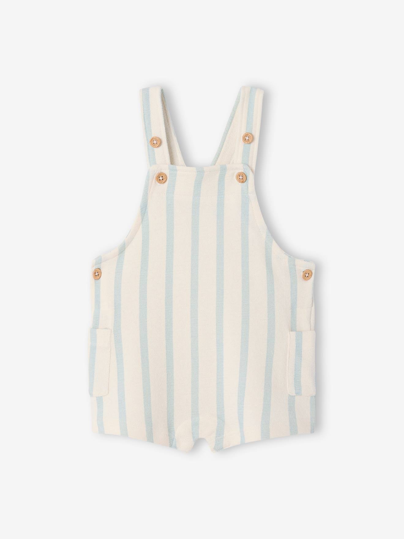 Vertbaudet Bedrukte Korte Sweater Van Fleece Voor Baby's Blauw, Gestreept