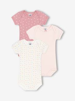 -Set van 3 rompertjes met korte mouwenmet kleine hartjes voor baby's PETIT BATEAU