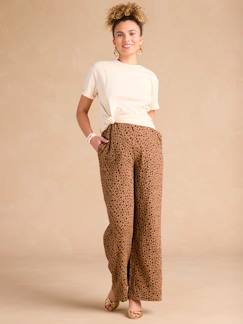 Vêtements de grossesse-Pantalon-Pantalon large léopard grossesse ENVIE DE FRAISE en gaze de coton