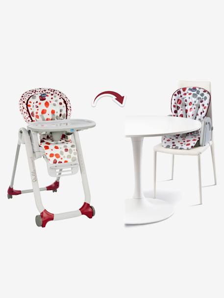 Chaise haute évolutive CHICCO Polly Progres5 Gris+Imprimé rouge - vertbaudet enfant 