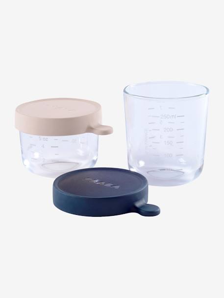 Coffret de 2 pots de conservation en verre BEABA BLEU/ROSE+ROSE/ROSE FONCE - vertbaudet enfant 