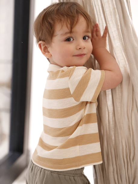 Bébé-T-shirt rayé bébé en maille nid d'abeille