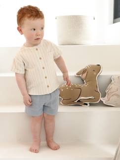 Bébé-Short-Ensemble bébé chemise rayée effet lin + short en gaze